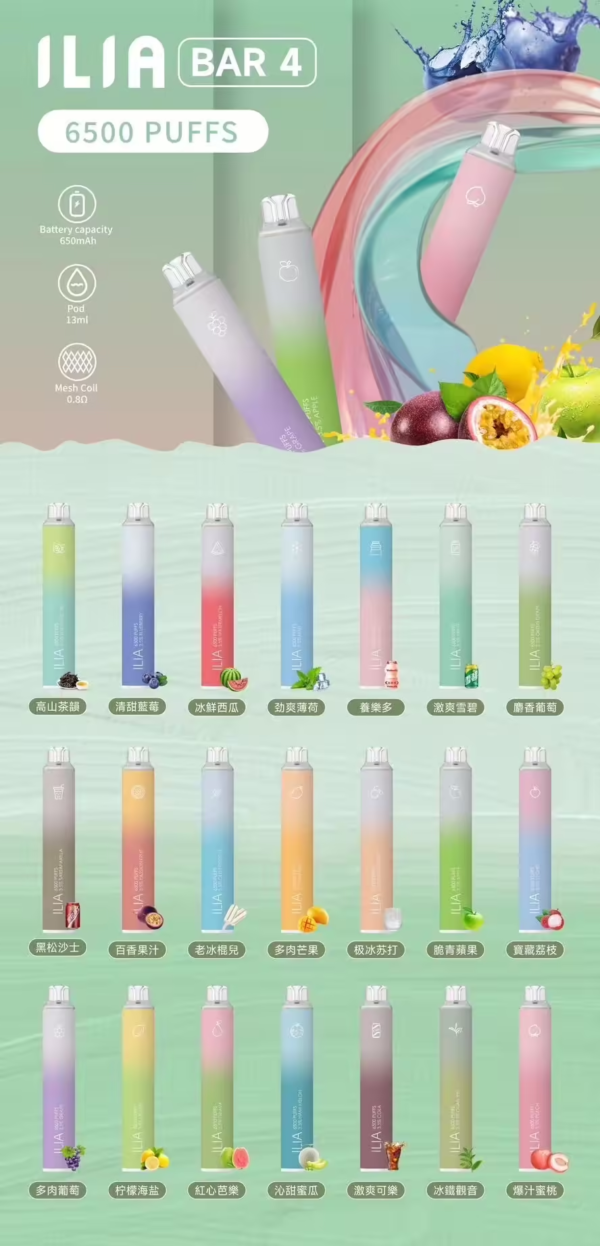 微信图片_20240502231342.png ILIA哩啞四代拋棄式6500口✨可充電🔋時尚單品🔥台灣抛棄式代表 ✨抛棄式銷量TOP1 ✨進店必點產品